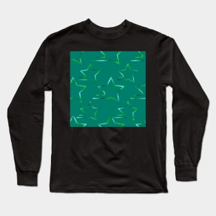 Fast Stars Teal Green on Teal Repeat 5748 Long Sleeve T-Shirt